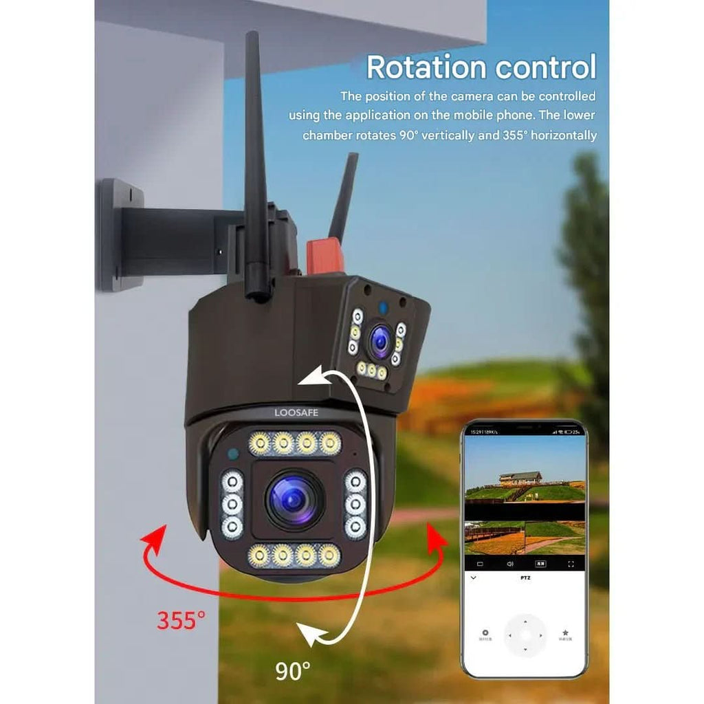 Wireless 4K Security Camera with Solar Panel and 360 Degree View