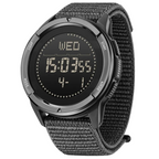 Digital Sports Watch Circular Carbon Fiber Case Military Strap