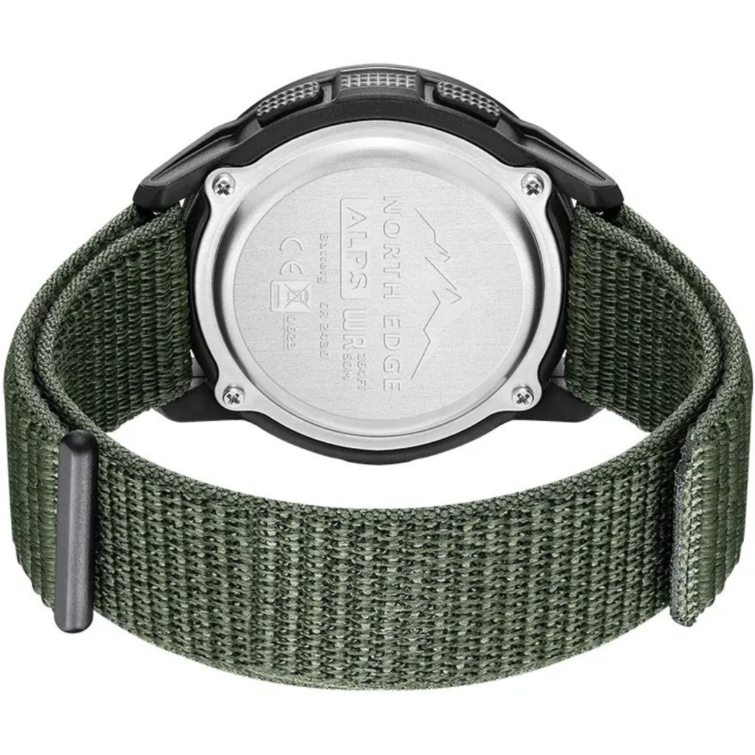 Digital Sports Watch Circular Carbon Fiber Case Military Strap