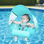 Baby Circular Swim Ring with Canopy and Sun Protection for Infants