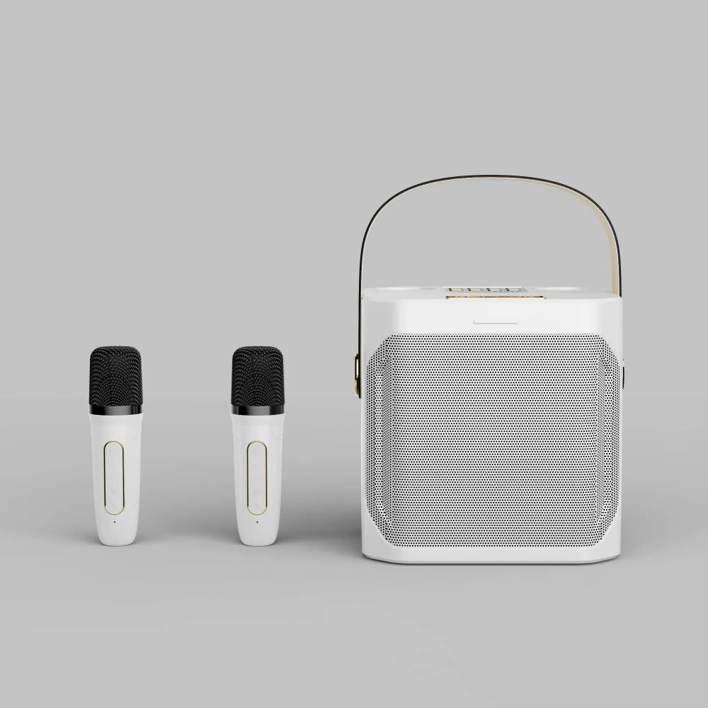Portable Karaoke Speaker with Dual Wireless Microphones and 360 Degree Sound