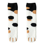 Women’s Cotton Crew Socks with Cat Paw Cartoon Pattern