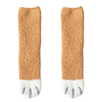 Women’s Cotton Crew Socks with Cat Paw Cartoon Pattern
