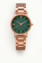 Women's Circular Watch with Crystal Dial and Roman Numerals