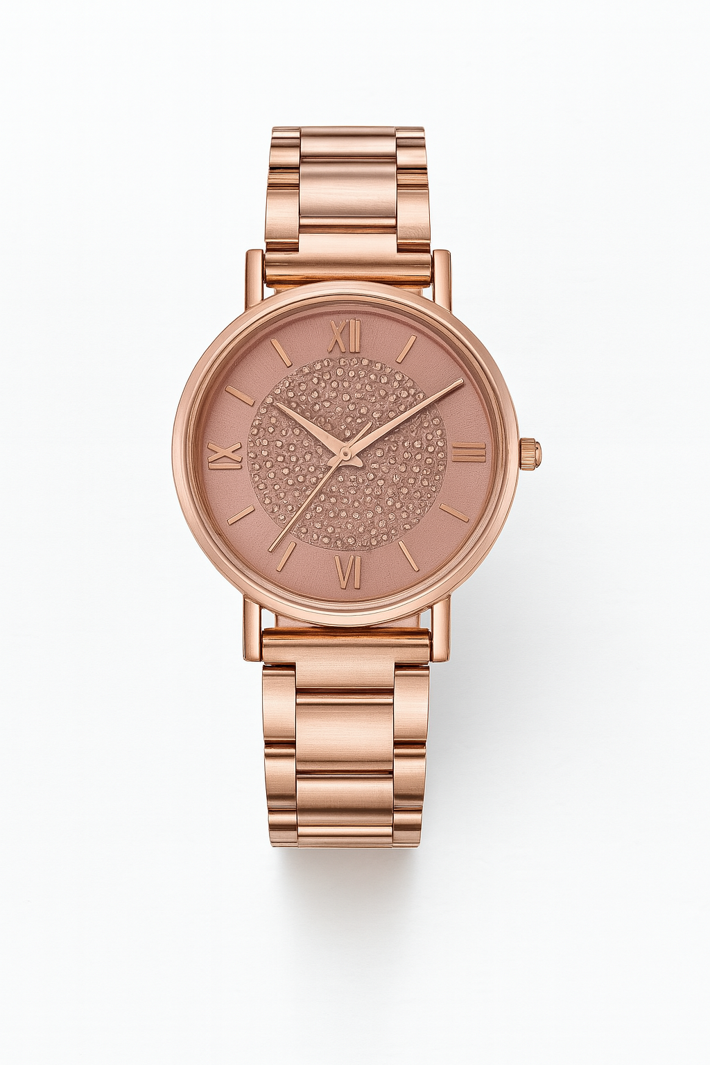 Women's Circular Watch with Crystal Dial and Roman Numerals
