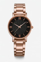 Women's Circular Watch with Crystal Dial and Roman Numerals