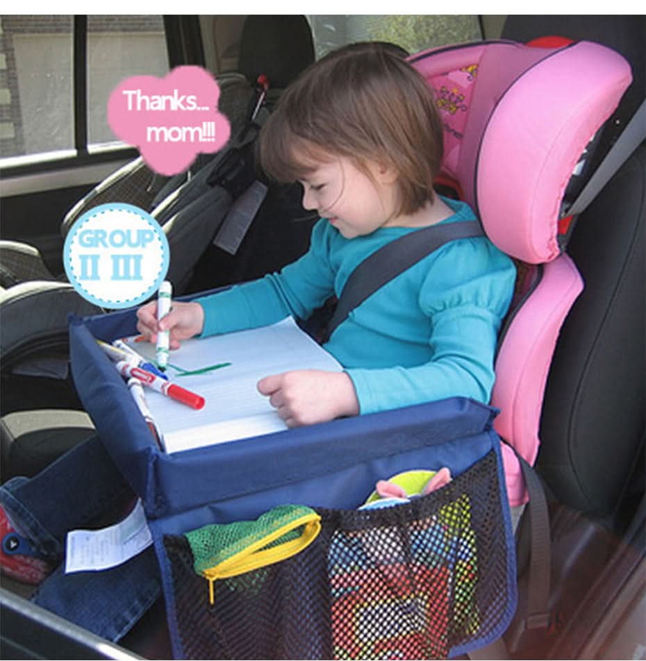 Children's Travel Tray Square Snack and Game Tray for Car Use