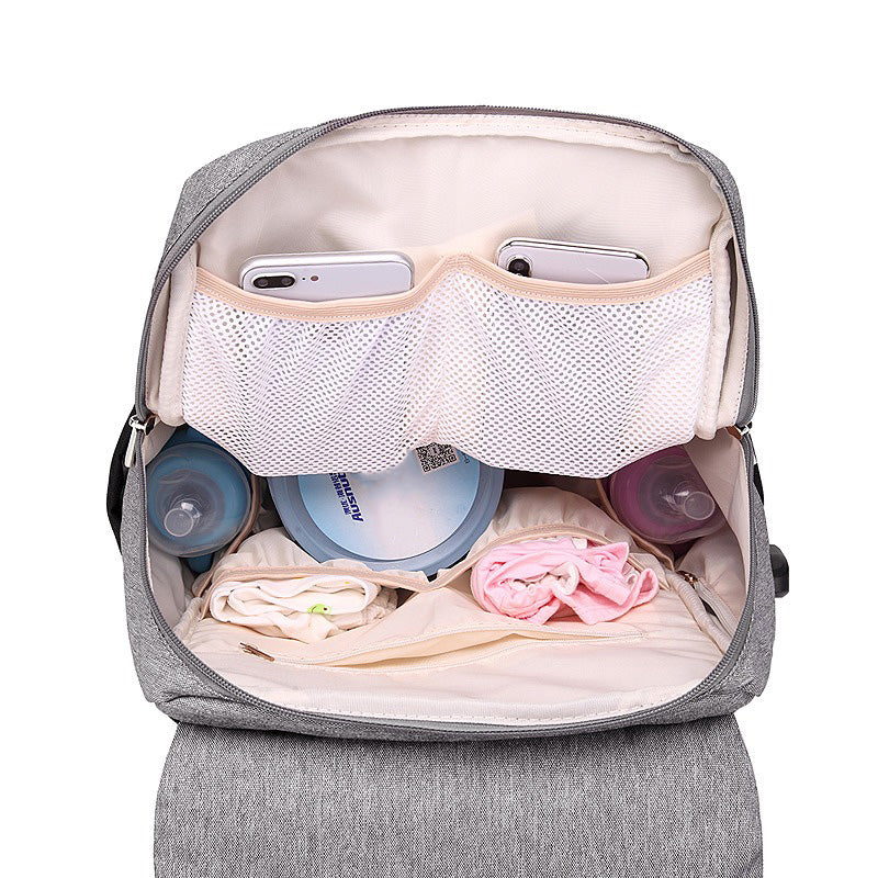 Diaper Backpack Multi-Function Travel Bag with Leather Accents