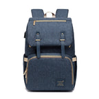 Diaper Backpack Multi-Function Travel Bag with Leather Accents