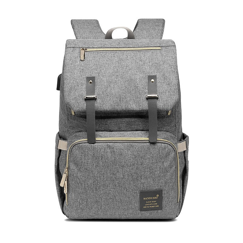 Diaper Backpack Multi-Function Travel Bag with Leather Accents