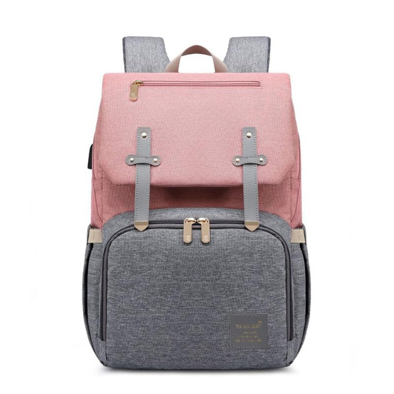 Diaper Backpack Multi-Function Travel Bag with Leather Accents