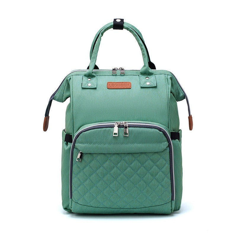 Diaper Backpack Quilted with Insulated Bottle Compartment