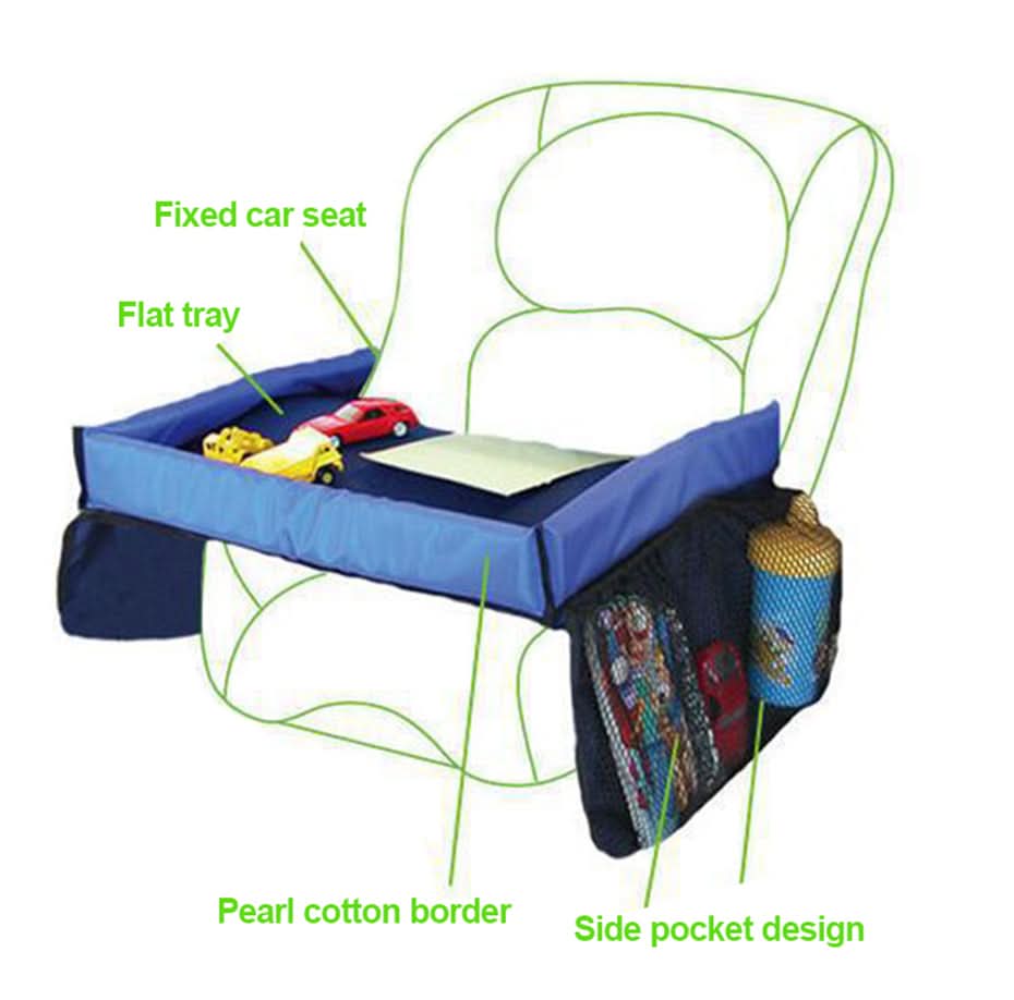 Children's Travel Tray Square Snack and Game Tray for Car Use