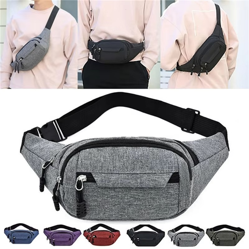 Waterproof Canvas Waist Bag Crossbody Bag Unisex Outdoor Sports