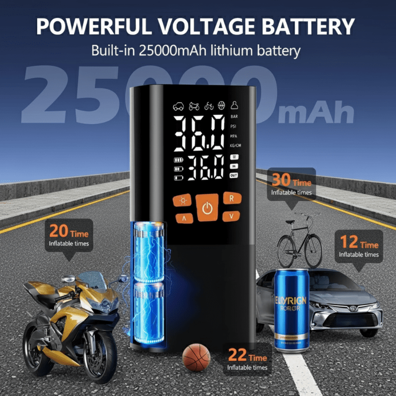Portable Air Compressor 180 PSI with 25000mAh Battery and Digital Display