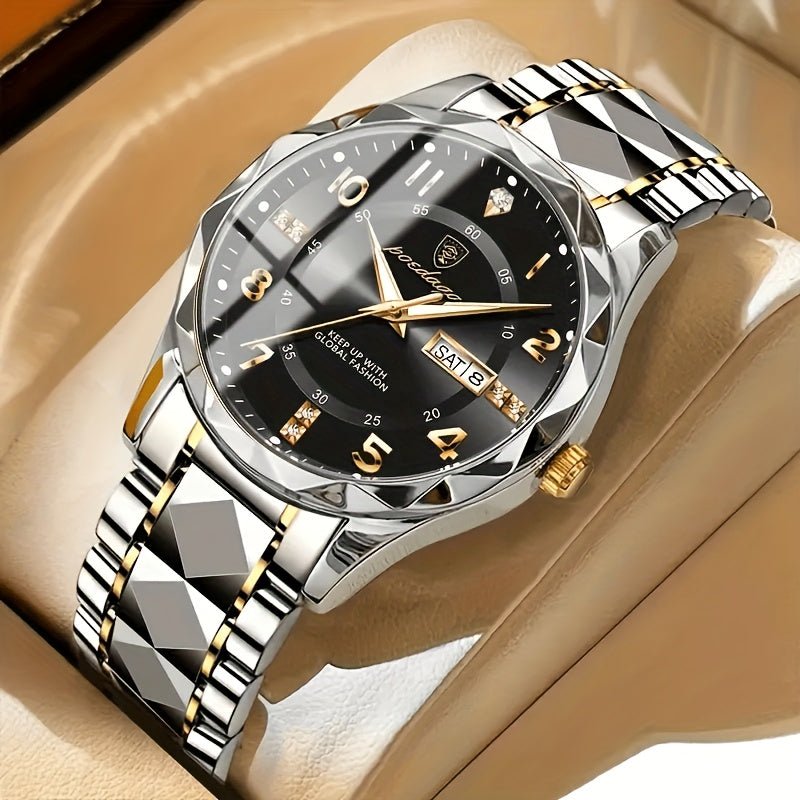 Men's Circular Sports Watch Stainless Steel Two-Tone