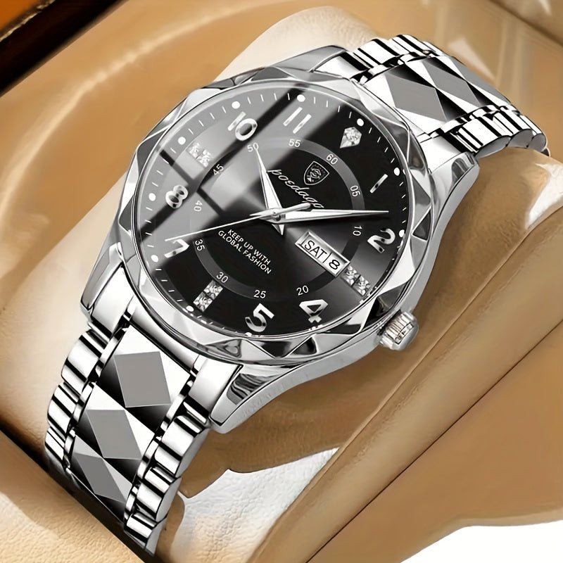 Men's Circular Sports Watch Stainless Steel Two-Tone