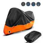 Black and orange waterproof motorcycle cover full outdoor protection