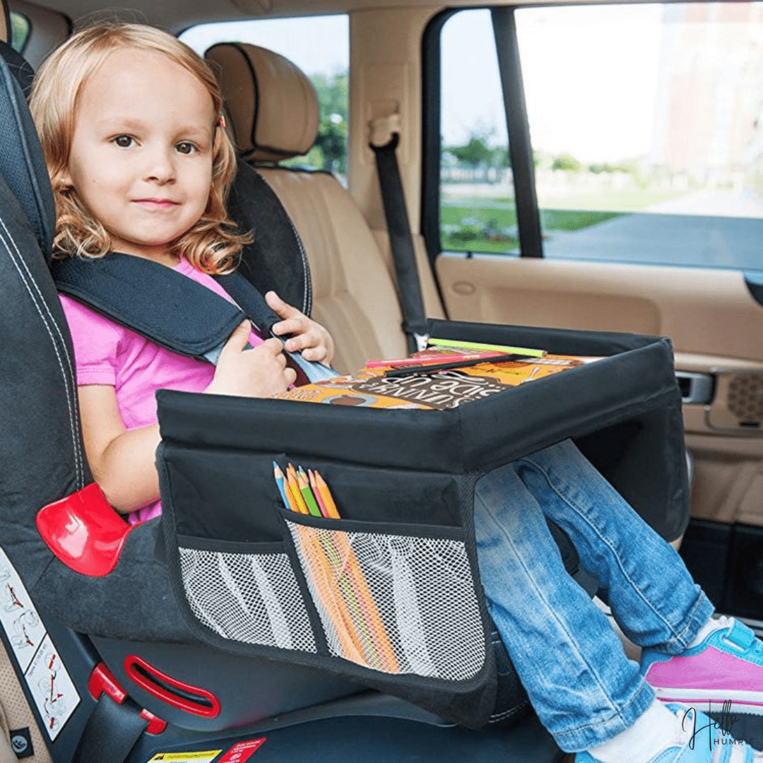 Children's Travel Tray Square Snack and Game Tray for Car Use