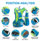 Breathable Hydration Backpack 8L with 1.5L Water Bladder for Running Cycling