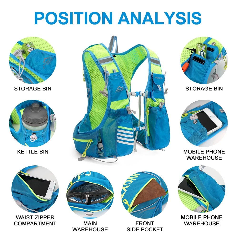 Breathable Hydration Backpack 8L with 1.5L Water Bladder for Running Cycling