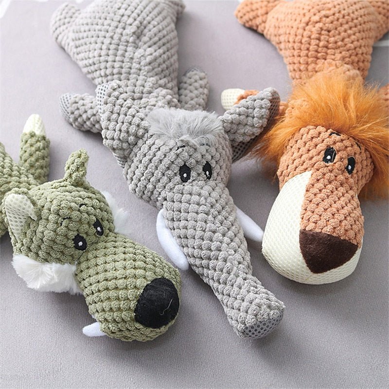 Plush Crocodile Dog Toy with Squeaker Textured Fabric