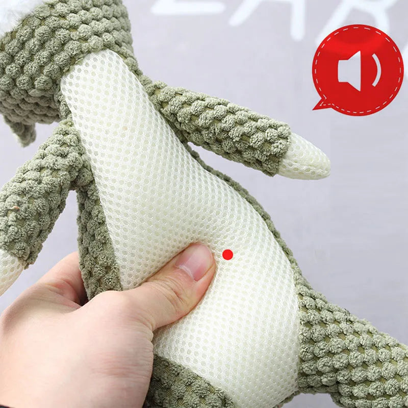 Plush Crocodile Dog Toy with Squeaker Textured Fabric
