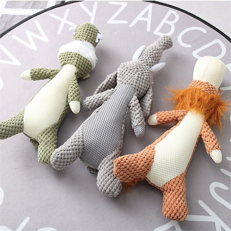 Plush Crocodile Dog Toy with Squeaker Textured Fabric