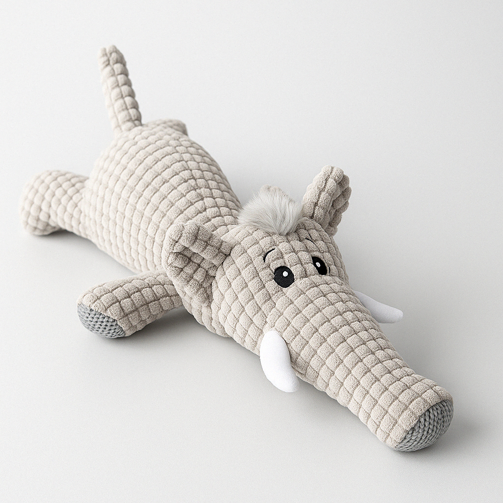 Plush Crocodile Dog Toy with Squeaker Textured Fabric