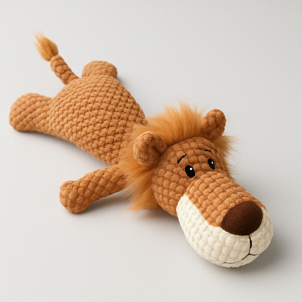Plush Crocodile Dog Toy with Squeaker Textured Fabric