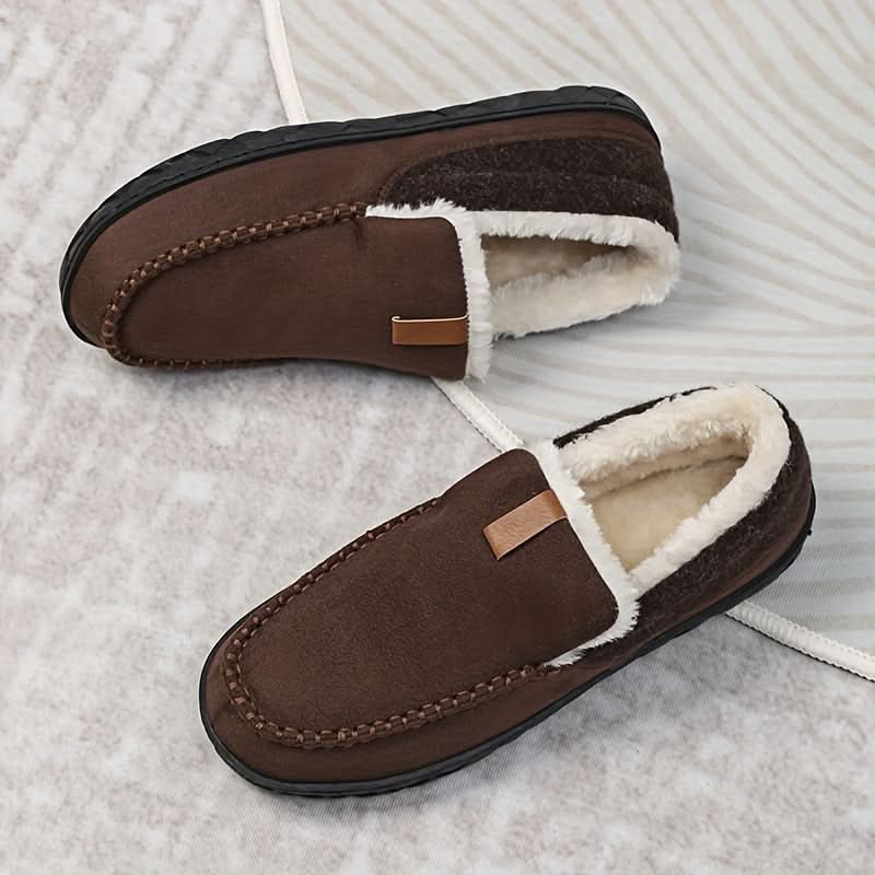 Men's Warm Loafers Synthetic Wool Slip-On Shoes