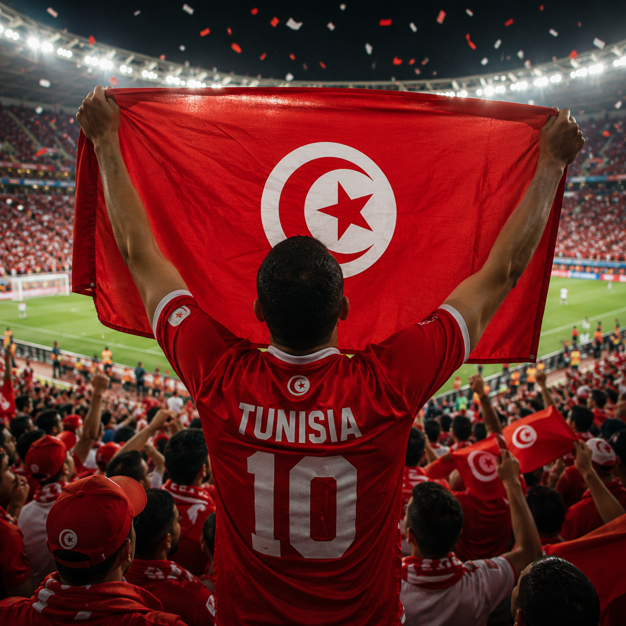 Tunisia 2026 World Cup Rectangular National Supporter Fan Flag