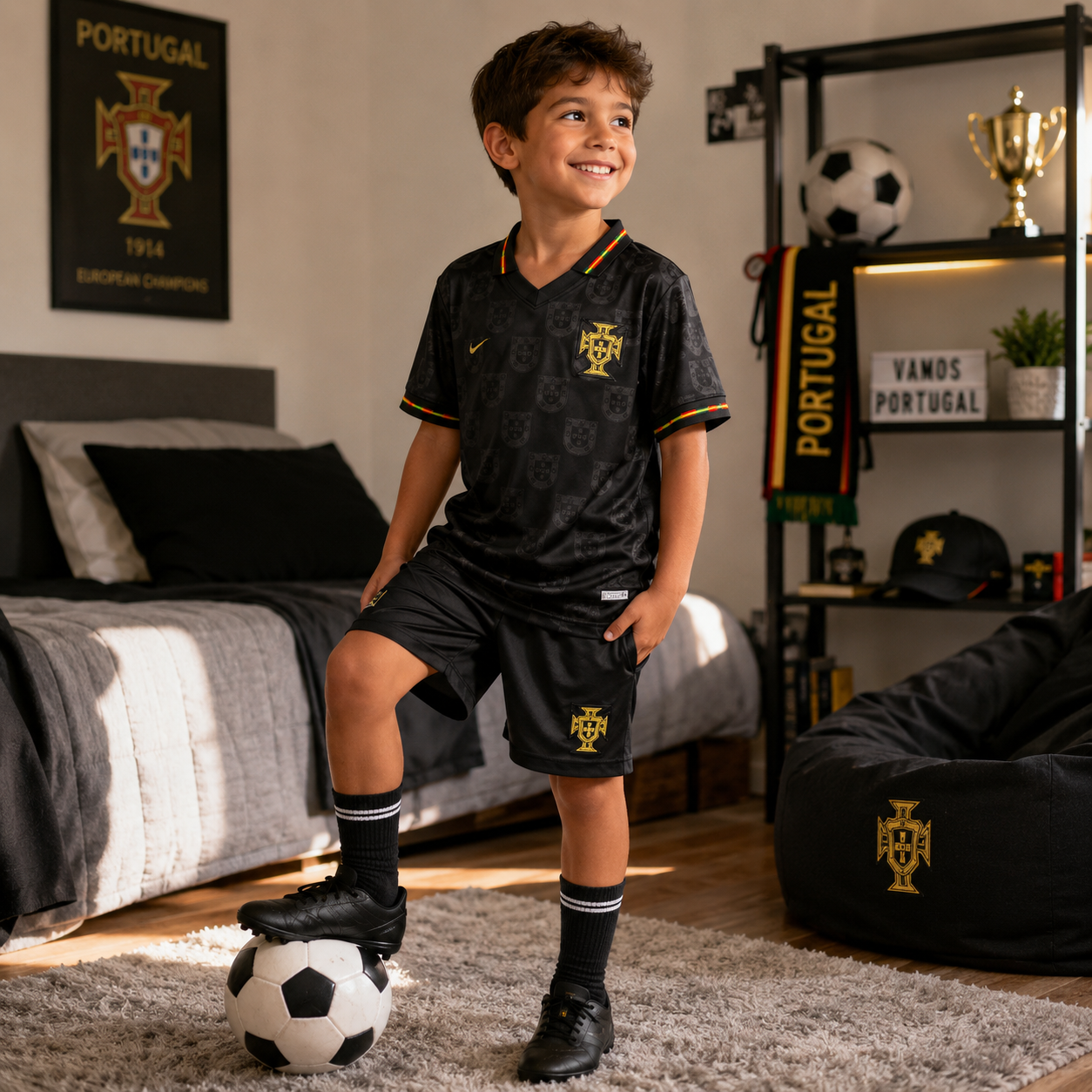 Kids Football Jersey Kit Home and Away Set Portugal 2026 World Cup