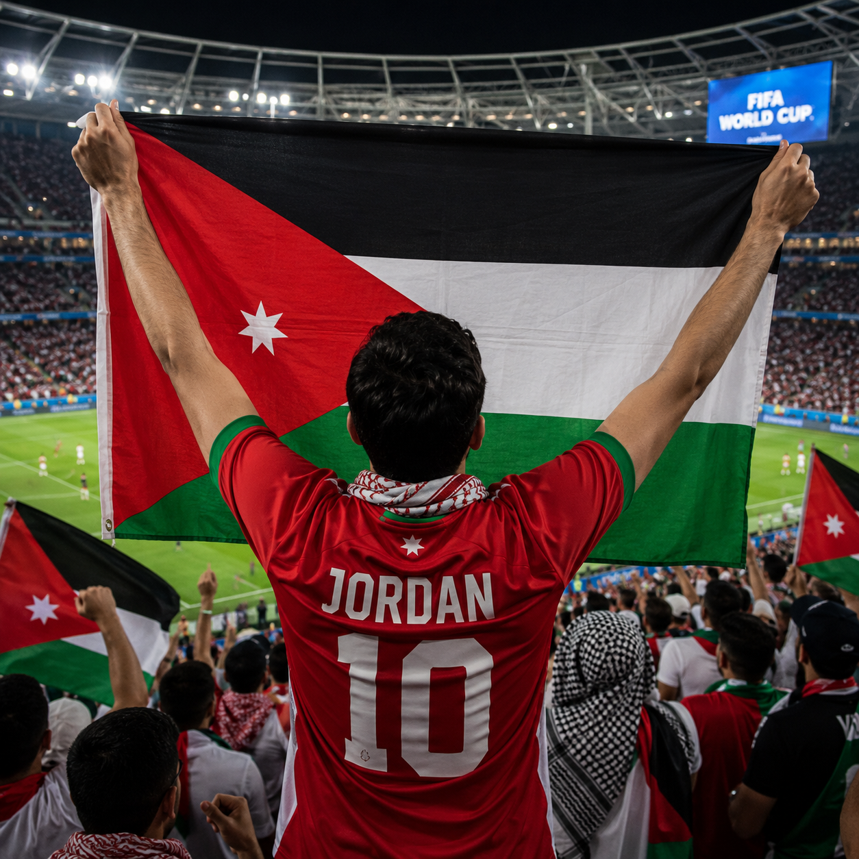 National Flag Fan Flag Supporter Flag for 2026 World Cup Jordan