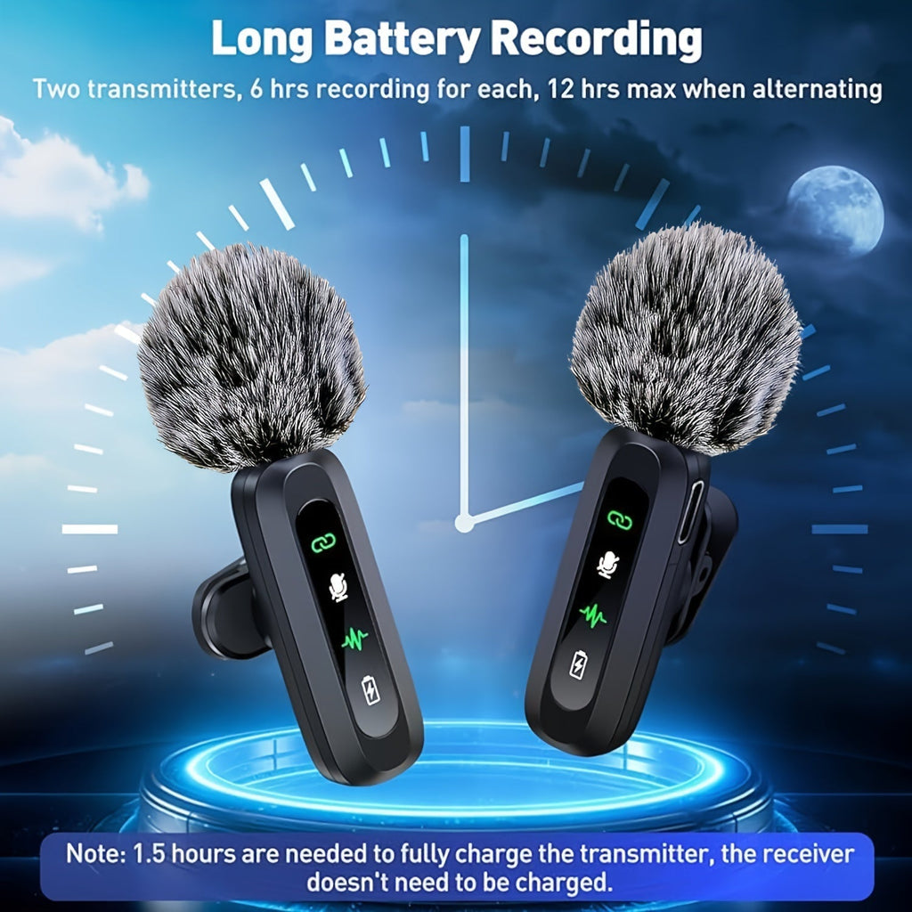 Wireless Lavalier Microphone Dual USB-C Recording System