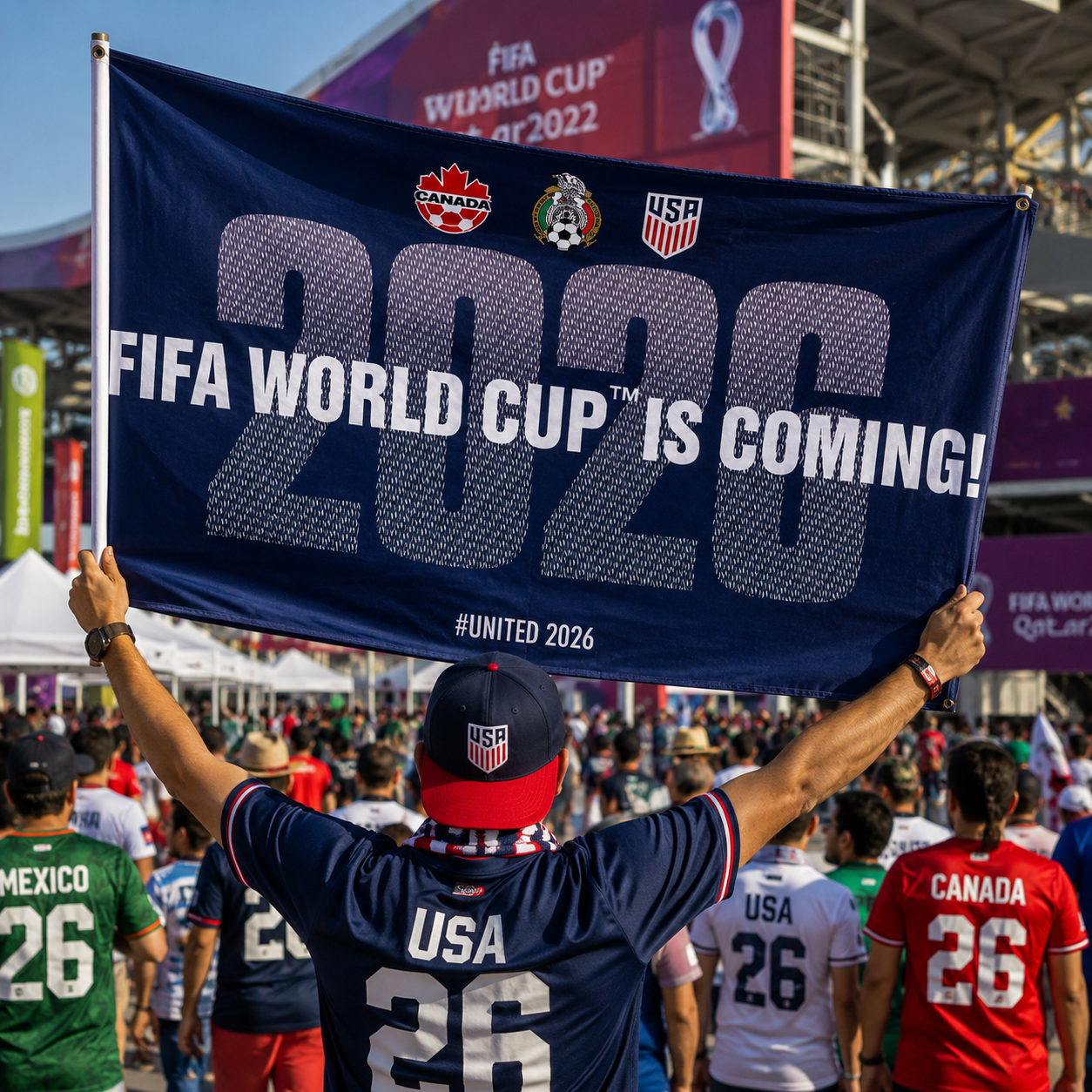 FIFA World Cup 2026 Rectangular Supporter Fan Flag Commemorative