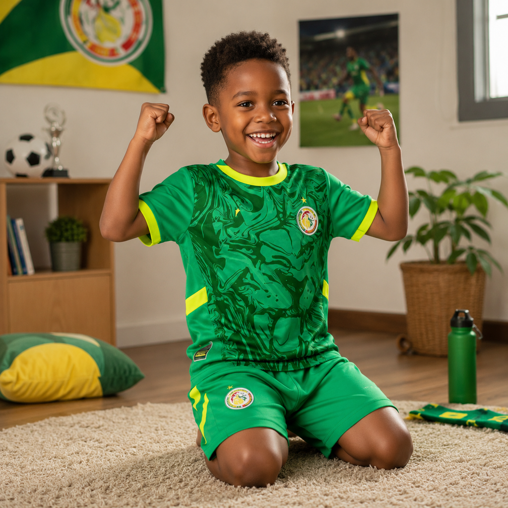 Kids Senegal 2026 World Cup Football Jersey Kit Home and Away Set