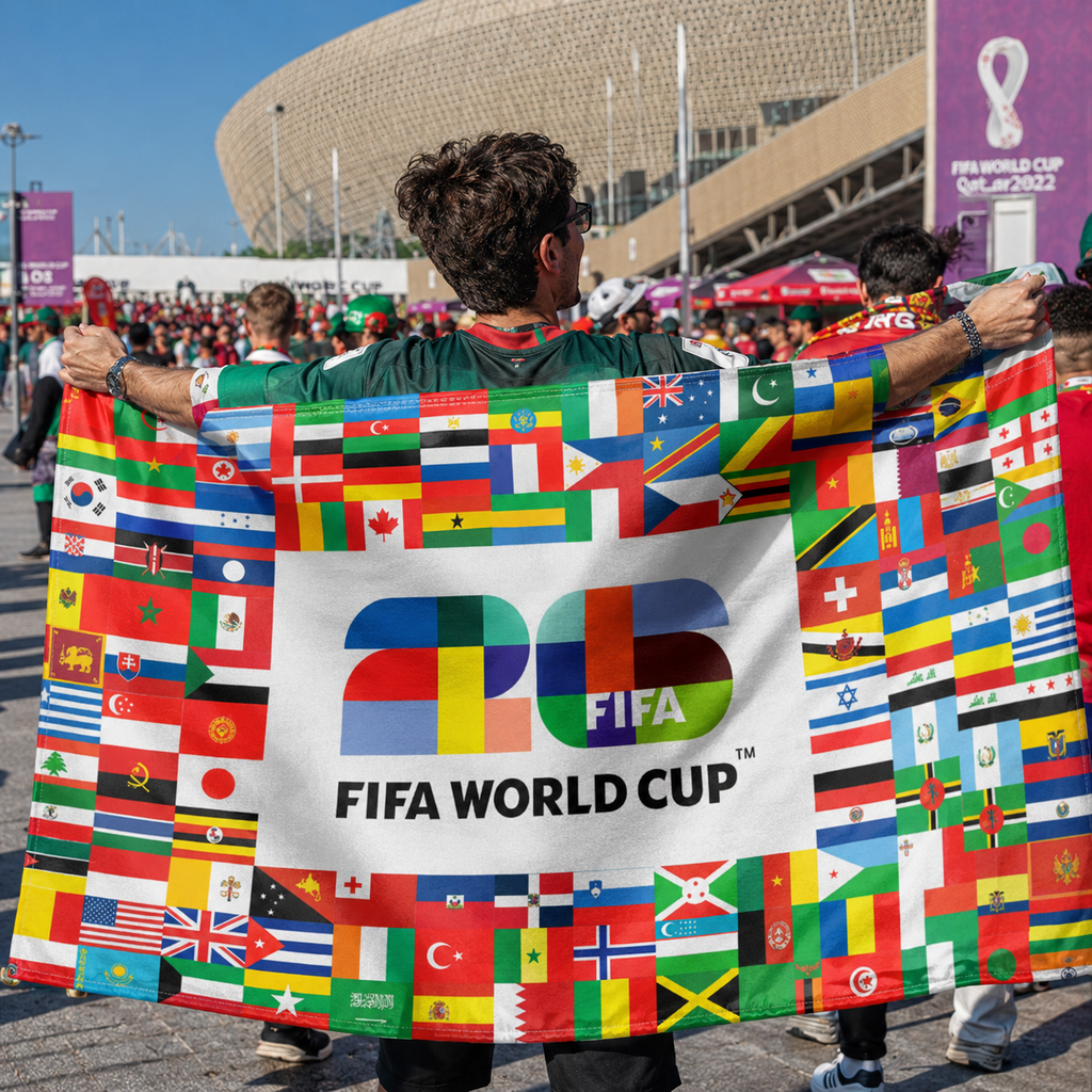World Cup 2026 All National Flags Fan Flag Rectangle Supporter Flag
