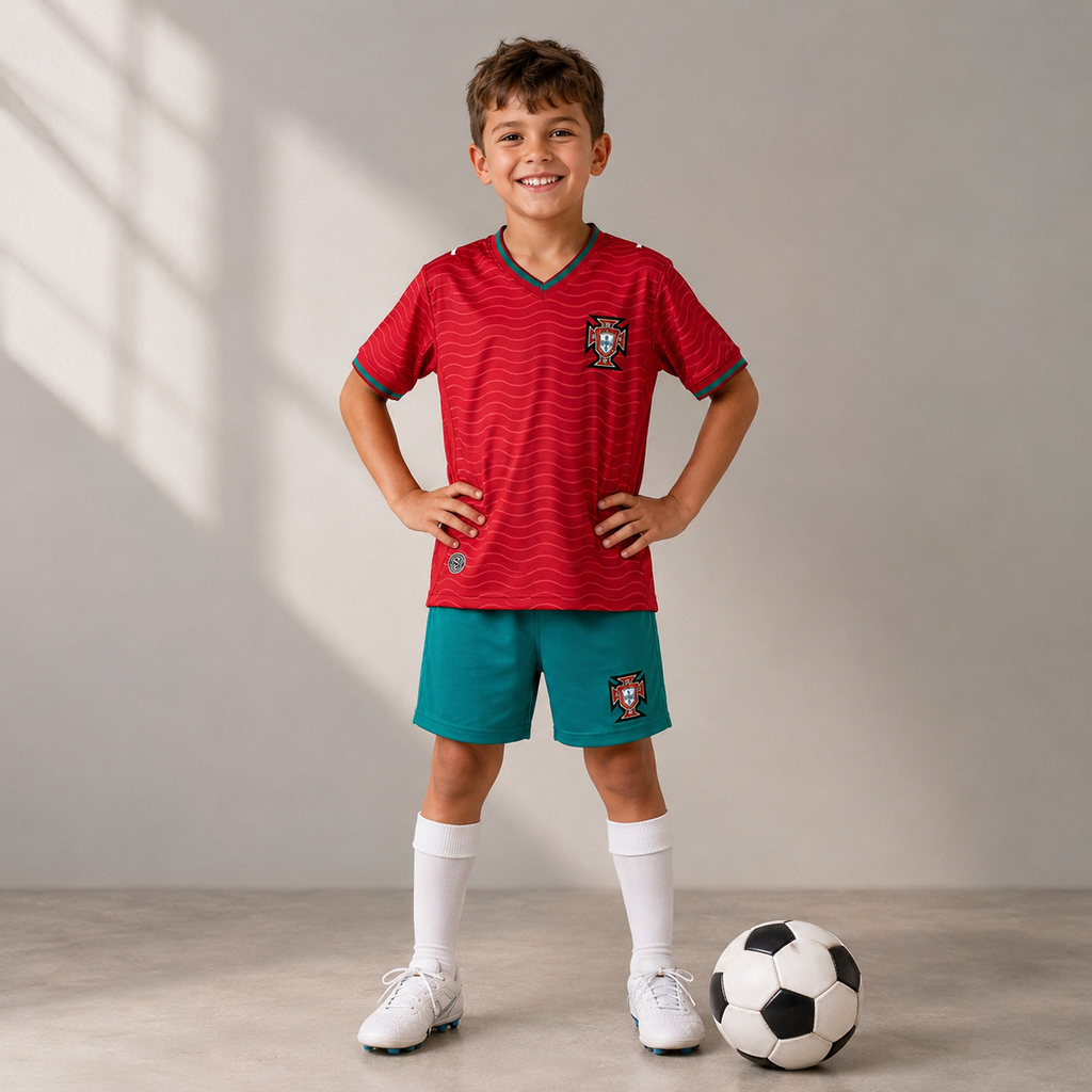 Kids Football Jersey Kit Home and Away Set Portugal 2026 World Cup
