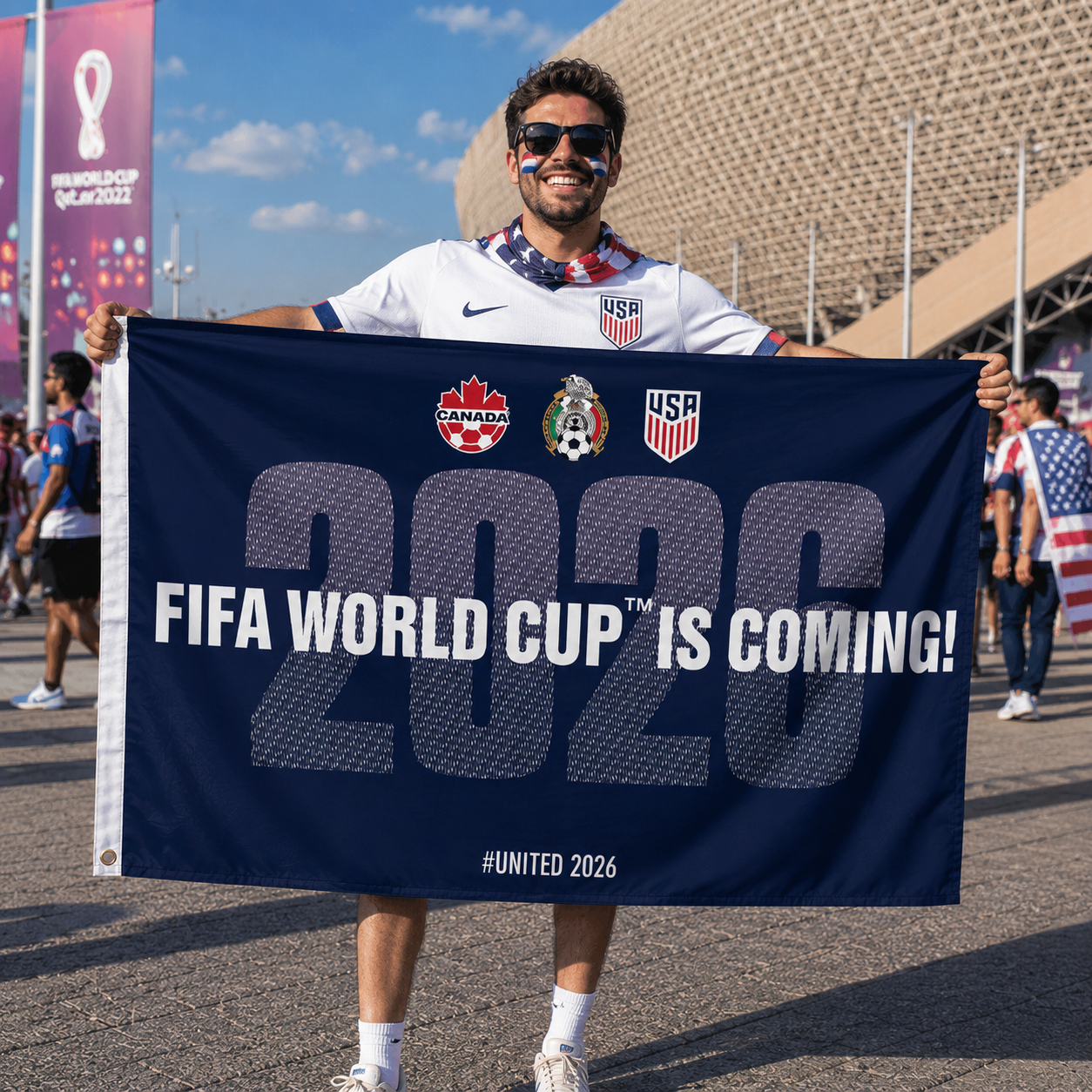 FIFA World Cup 2026 Rectangular Supporter Fan Flag Commemorative
