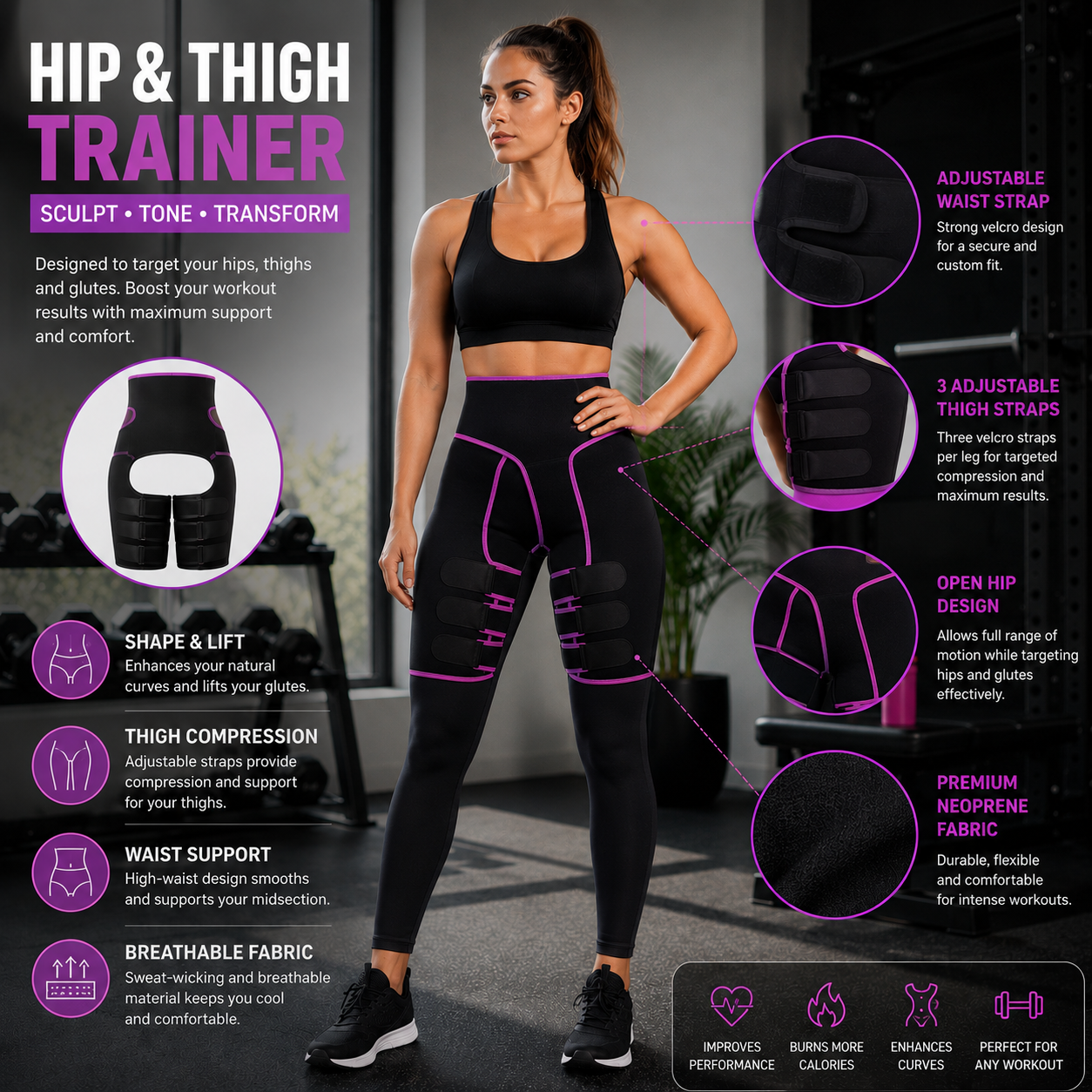 Hip and Thigh Support Band Pain Relief Compression Strap