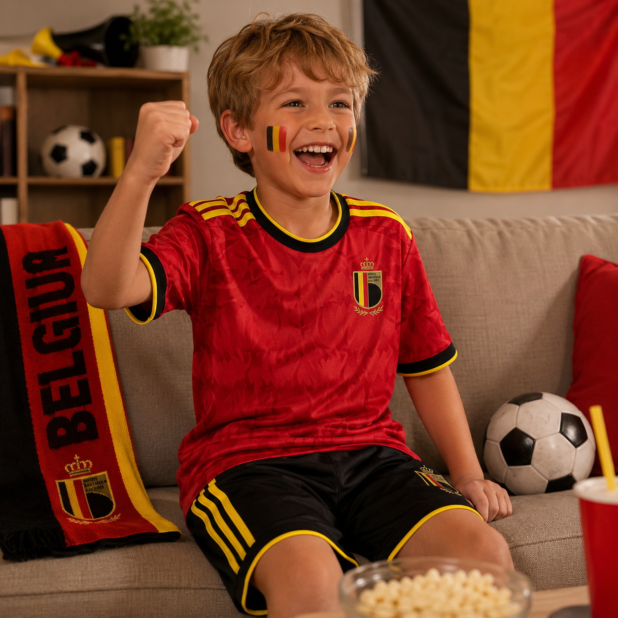 Kids Belgium 2026 World Cup Football Jersey Kit Home Fan Set