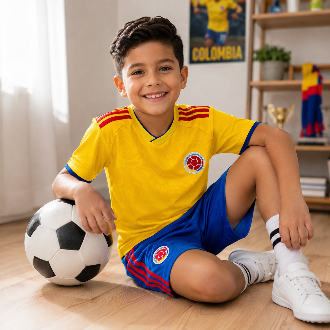 Kids Football Jersey Kit Colombia 2026 World Cup Home Fan Set