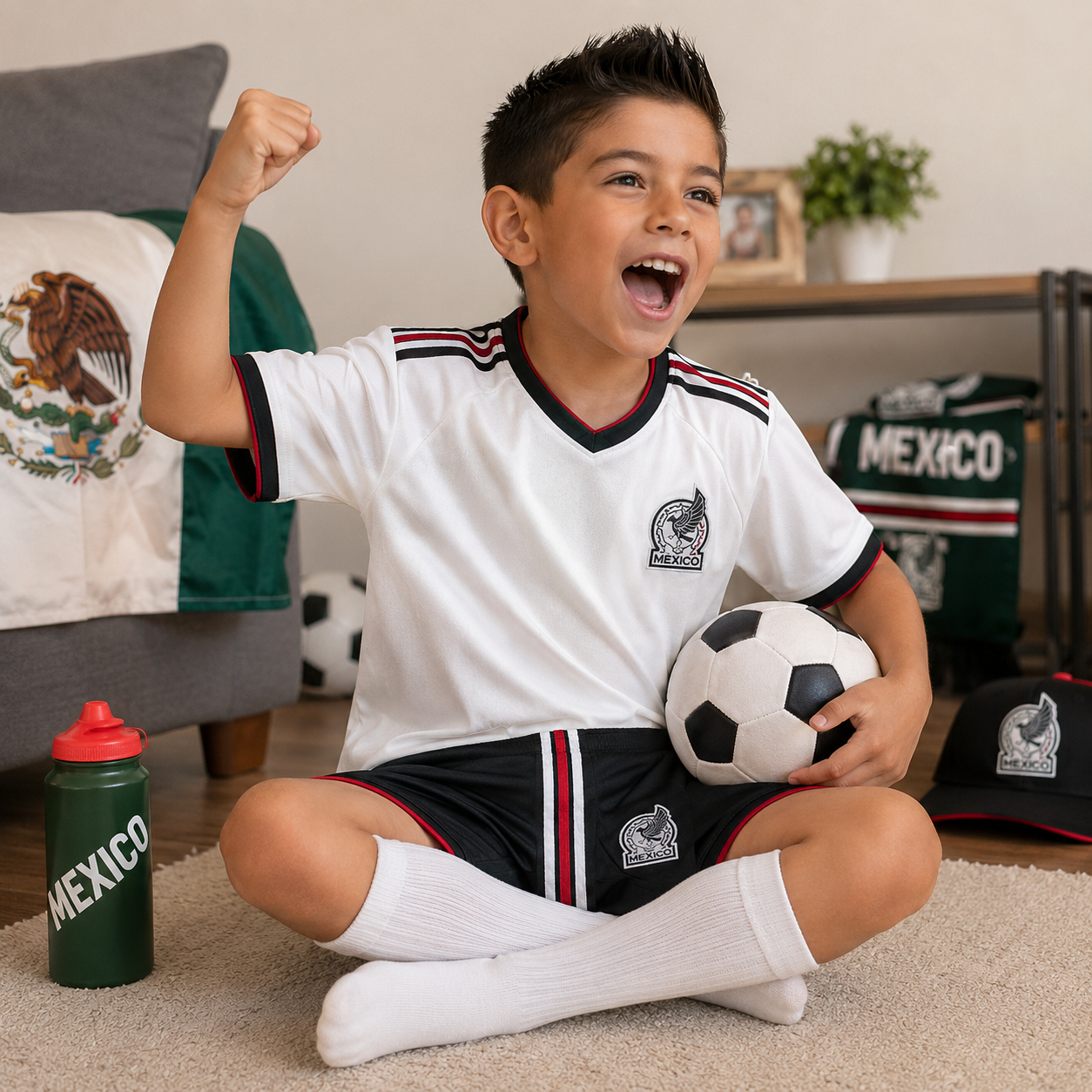 Kids Football Jersey Kit Home and Away Set Mexico 2026 World Cup