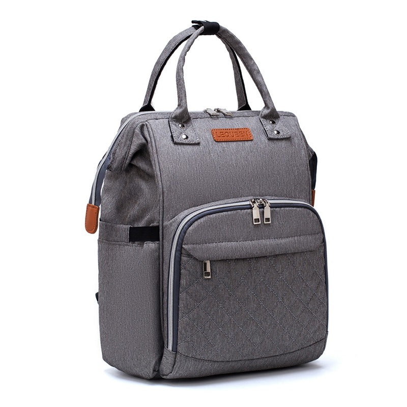 Diaper Backpack Quilted with Insulated Bottle Compartment