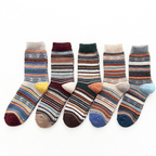 Wool Blend Winter Socks Scandinavian Pattern Crew Length
