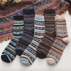 Wool Blend Winter Socks Scandinavian Pattern Crew Length