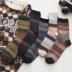 Wool Blend Winter Socks Scandinavian Pattern Crew Length