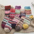 Wool Blend Winter Socks Scandinavian Pattern Crew Length