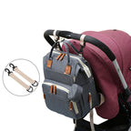 Diaper Backpack Quilted Large Capacity Baby Bag with Leather Accents
